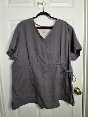 koi Charcoal Wrap Tunic Scrub Top with Side Tie